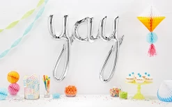 Laceys Silver Script YAY Foil Balloon Seashore