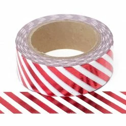 Cotton Candi Washi Tape - Foil - Red Diagonal Stripe