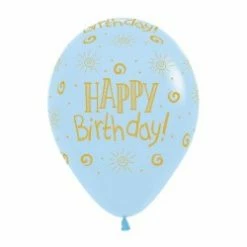 SA Balloons Happy Birthday Sunshine On Matte Pastel Blue (3) Flying High