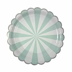 Meri Meri Aqua Fan Striped Plates (8) Tabletop
