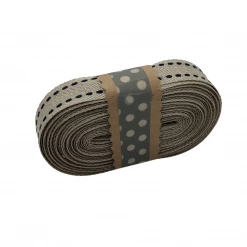 WeaveWell Ribbon - Petersham With Saddle Stitch - Linen / Black Party Animals