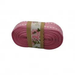WeaveWell Ribbon - Petersham With Saddle Stitch - Rose / White
