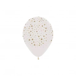 SA Balloons Mini All Over Gold Stars On Clear Balloons
