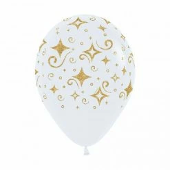 SA Balloons Gold Diamond Glitter On White