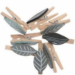 Rico Design Mini Wooden Pegs - Green Leaves