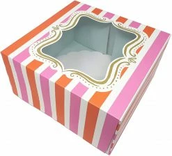 Meri Meri Pink & Red Striped Cake Boxes
