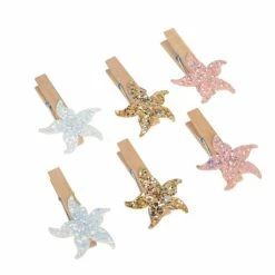 Artyfetes Mermaid Starfish Pink Gold White Glitter Pegs