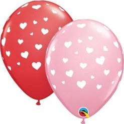Laceys All Over Hearts On Pink And Red Latex Balloons