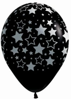 SA Balloons Balloons - Bold Stars And Metal Ink On Black (3) Space