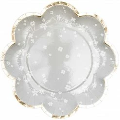 Rico Design Tabletop Grey Petal Paper Plates (12)