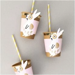 Rico Design Pink Bunny Paper Sleeves For Paper Cups (CUPS NOT INCLUDED)