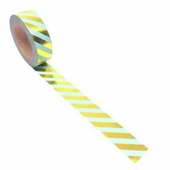 Must Love Sales 2022 29 Cotton Candi Washi Tape - Foil - Blue With Gold Stripes