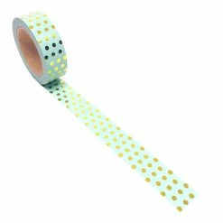Must Love Sales 2022 31 Cotton Candi Washi Tape - Foil -Blue With Gold Dots