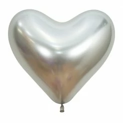 SA Balloons Silver Chrome Heart Shaped Balloon Balloonery