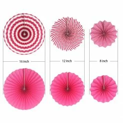Party Express Dark Pink Fan Decorations (6pcs) Flamingo