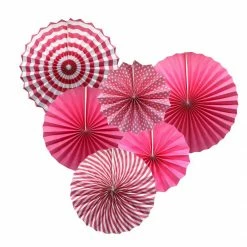 Party Express Dark Pink Fan Decorations (6pcs) Flamingo