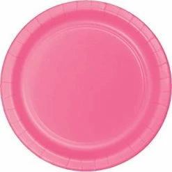 Party Express Plain Candy Pink Paper Plates Tabletop