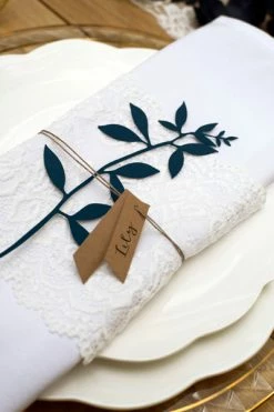 Party Deco Navy Branch With Leaves Decoration Set Gift Tags