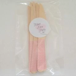 Must Love Party Wooden Cutlery - Baby Pink Chevron Knives