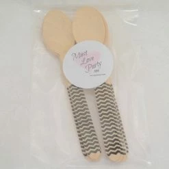 Must Love Party Wooden Cutlery - Black Chevron Spoons