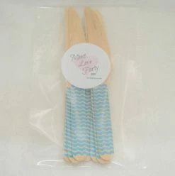 Must Love Party Wooden Cutlery - Blue Chevron Knives