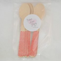 Must Love Party Wooden Cutlery - Red Chevron Spoons