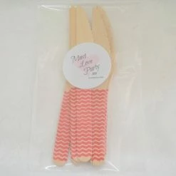 Must Love Party Wooden Cutlery - Red Chevron Knives