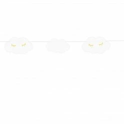 Party Deco Sun & Clouds Mini Sleepy Eyes Gold Foil Cloud Garland-2m (12Pc)