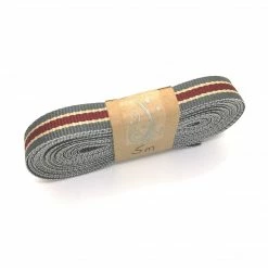 WeaveWell Ribbon - Petersham Striped - Grey / Cream / Maroon