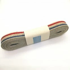 WeaveWell Ribbon - Flax Striped - Natural / French Red / French Blue
