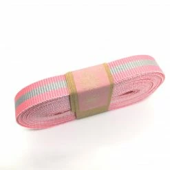 WeaveWell Bunny Ribbon - Petersham Striped – Eland Pink / Silver Grey