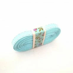 WeaveWell Ribbon - Petersham With Saddle Stitch - Blue With Grey
