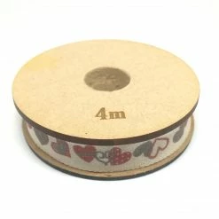 Dazzling Daisies Cotton Ribbon - Red And Grey Hearts