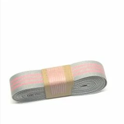Must Love Party Ribbon - Petersham Striped - Silver Grey / Eland Pink