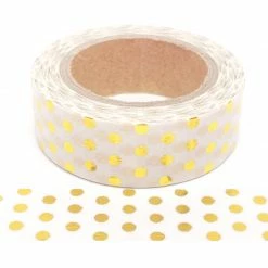 Cotton Candi Washi Tape - Foil - White With Gold Dots