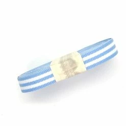 WeaveWell Ribbon - Fine Petersham Striped - Natural White / Blue