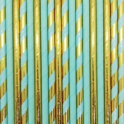 Must Love Party Pop Of Colour - Metallic Gold & Blue Paper Straws
