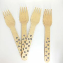 ROFOR Wooden Cutlery - Grey Dotted Forks