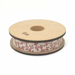 Dazzling Daisies Ribbon - Floral Pattern - Stone/Red