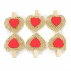 ROFOR Hessian Red Heart Gold Pegs