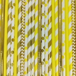 Must Love Party Pop Of Colour - Golden Glow Paper Straws