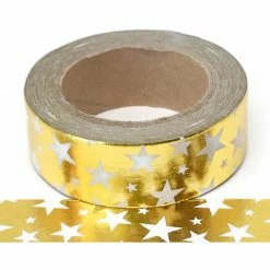 Cotton Candi Washi Tape - Foil - Gold With White Stars