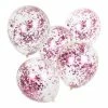 Ginger Ray Princess Pink Shredded Foil Confetti Filled Clear Balloons