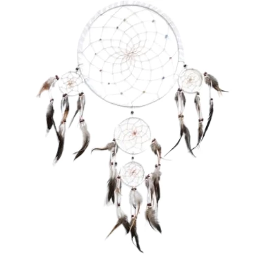 Sarongi Boho Dream Catcher White With Stone Beads And Feathers 1 Sarongi Boho Dream Catcher White With Stone Beads And Feathers