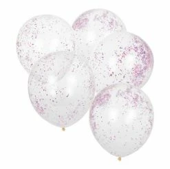 Ginger Ray Pink Glitter Filled Confetti Balloons