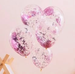Ginger Ray Pink Glitter Filled Confetti Balloons