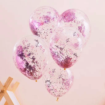 Ginger Ray Pink Glitter Filled Confetti Balloons 2 Ginger Ray Pink Glitter Filled Confetti Balloons