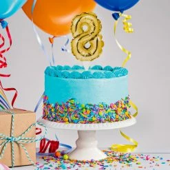 Party Express Mini Gold Eight Balloon Cake Topper