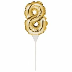 Party Express Mini Gold Eight Balloon Cake Topper