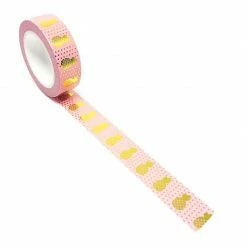 Must Love Sales 2022 23 Cotton Candi Washi Tape - Foil - Pink With Gold Pineapples